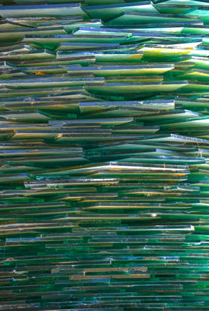 Stack Of Green Glass Plates As a Backgroundの写真素材