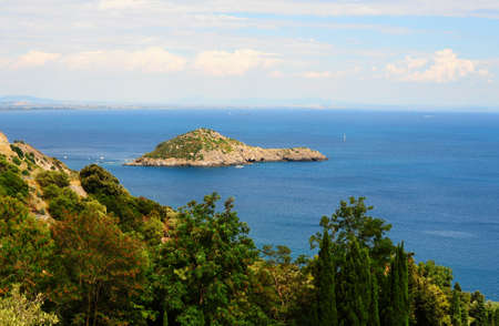 A Typical Italian Seascape With Hills And Indented Coastlineの写真素材