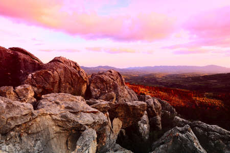 Wild Rocky Landscape At Sunset, Rhodes, Greece