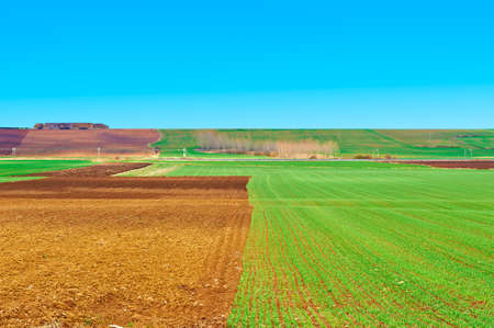 Freshly Plowed Field in Spring Ready for Cultivationの写真素材
