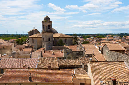Bird's Eye View on the Roofs of the City of Beaucaire の写真素材