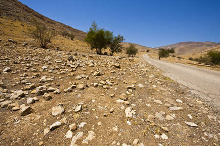 Meandering Road In Sand Hills of Samaria, Israelの写真素材