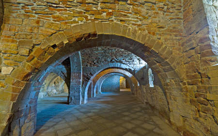 Vaulted Dungeon Royal Monastery in Aragon, Spain