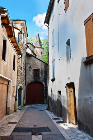 Medieval French City Florac on the Foothills