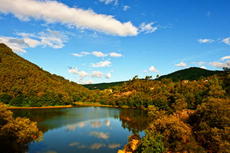 Forest  Lake in the French Alpsの写真素材