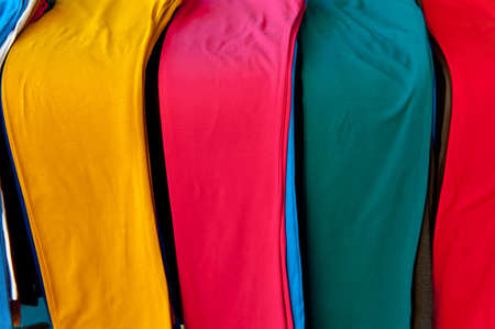 Colored Pants on the Counter for Saleの写真素材