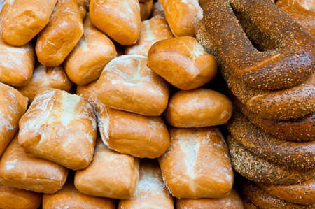 Variety of Bread on Market Stand for Saleの写真素材