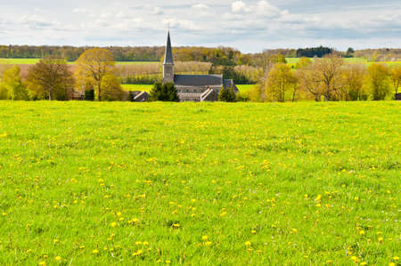 Meadows on the Outskirts of a Small Belgian Townの写真素材