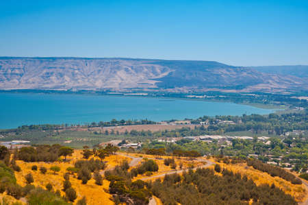 View from Galilee Mountains to Galilee Sea, Kinneretの写真素材