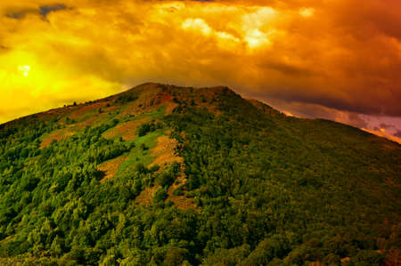 Crimson Sunset in French Alpsの写真素材