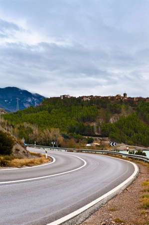 Winding Mountain Road in the Spanish Pyreneesの写真素材