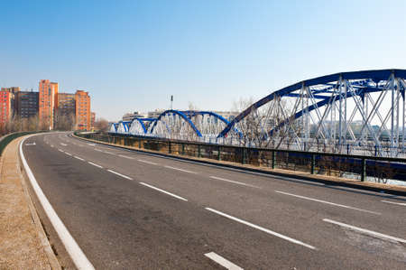 Metal Bridge over the River Ebro in Zaragoza, Spainの写真素材