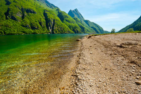 Lake Lago del Mis in the Dolomitesの写真素材