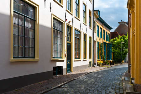 Street in the Dutch Medieval City of Zutphenの写真素材