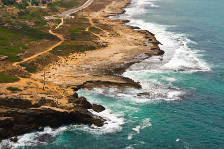 Rosh Hanikra Cliff near Israeli- Lebanese Borderの写真素材