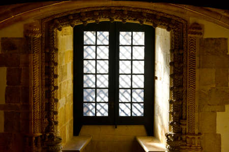 Window in the Templar Church in the Portugal City of Tomarの写真素材