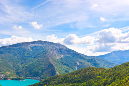 Lake on  the Bottom of Canyon in the French Alpsの写真素材