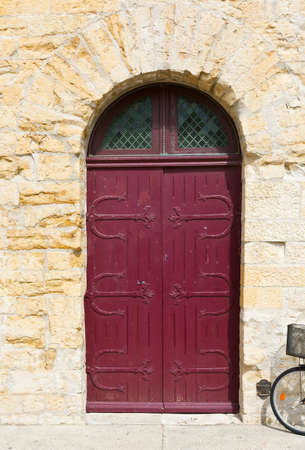 Solid Wooden Door in the French Cityの写真素材