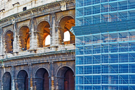 Restoration of the Roman Coliseumの写真素材