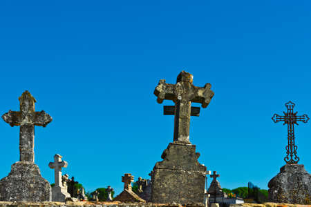 Stone Crosses in French Catholic Cemeteryの写真素材