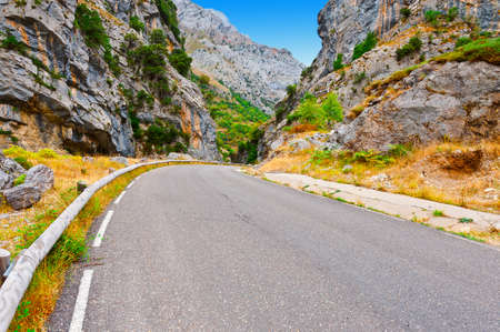 Winding Paved Road in the Cantabrian Mountain, Spainの写真素材