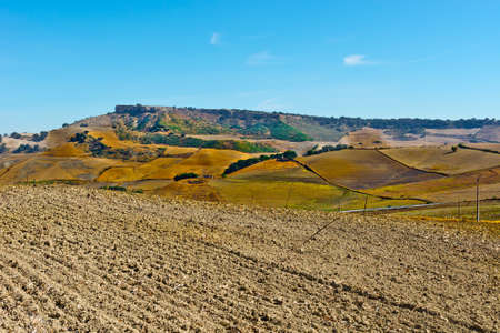 Plowed Sloping Hills of Spain in the Autumnの写真素材