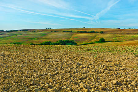Plowed Sloping Hills of Spain in the Autumnの写真素材