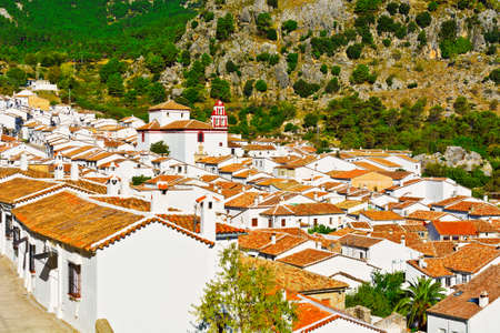 Bird's Eye View on the Red Tiles of the Spanish Townの写真素材