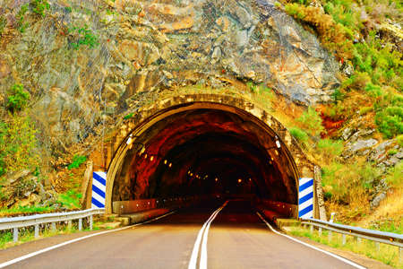 Tunnel on the  Road in the Cantabrian Mountain, Spainの写真素材