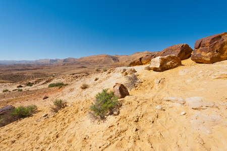 Big Stones of Grand Crater in Negev Desert, Israel