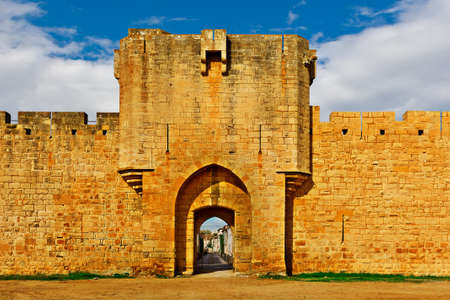 View of the City through the Gate of Aigues Mortes, Franceのeditorial素材