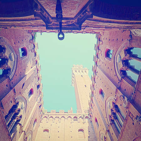 Courtyard Of Palazzo Pubblico in Sienaの写真素材