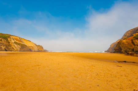 Rocky Coast of Atlantic Ocean in Portugalの写真素材