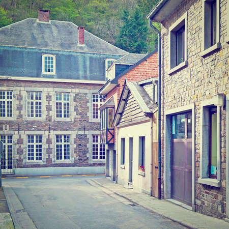Street in Typical Medieval Belgian Cityのeditorial素材