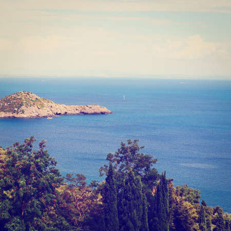  Italian Seascape with Hills and Indented Coastlineの写真素材