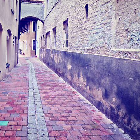 Narrow Alley of German City Landshutの写真素材