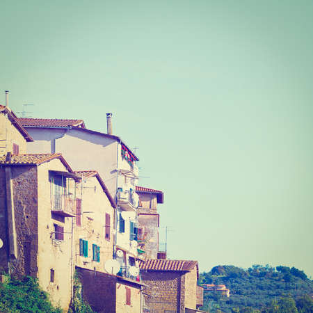 View of the Medieval City of Gerazzano in Italy, Retro Effectの写真素材