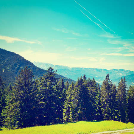 Midday in the Bavarian Alps, Germany, Retro Effectの写真素材