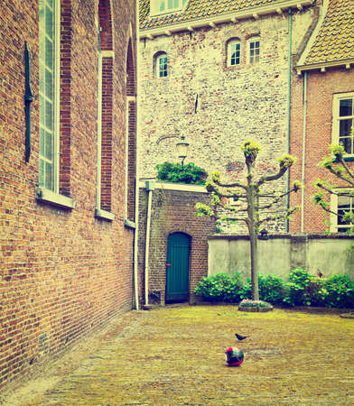 The Courtyard of the Synagogue in the Dutch City of Amersfoort, Retro Effectの写真素材