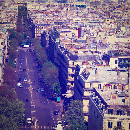 Bird's-eye View Panorama of Paris Boulevardsの写真素材