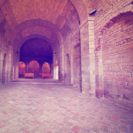 vaulted dungeon royal monastery in spainの写真素材