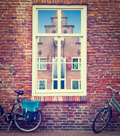 Surreal View of Flemish Gable through the Window.の写真素材