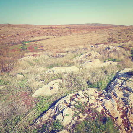 The Judean Mountains on the West Bank of the Jordan River.の写真素材