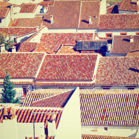 Bird\'s Eye View on the Red Tiles of the Spanish City of Grazalema,の写真素材