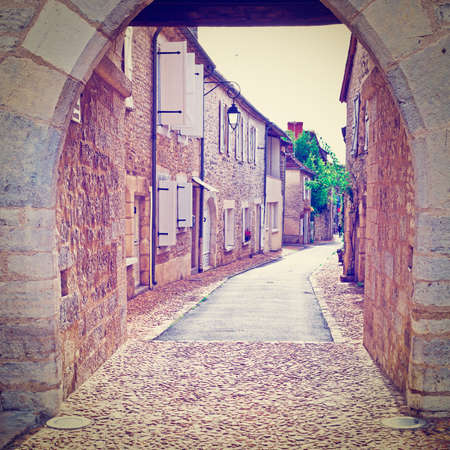 deserted street of the french city in lemousin,の写真素材
