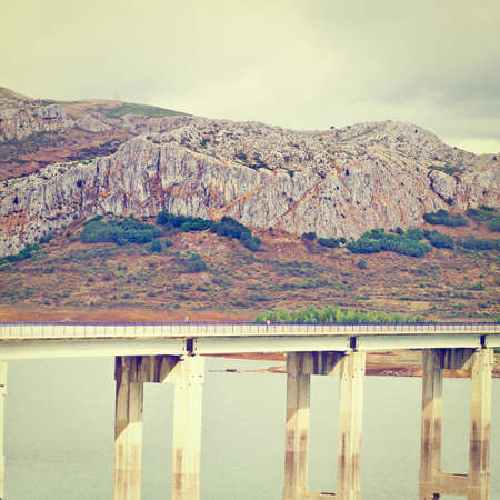 Bridge over River in the Mountain of Cantabria, Spain,の写真素材