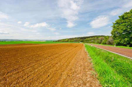 Spring Plowed Fields in Germanyの写真素材