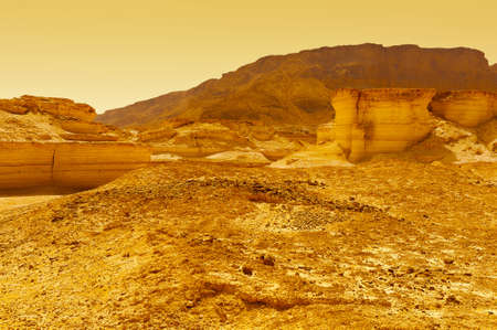 Rocky Hills of the Negev Desert in Israel at Sunset