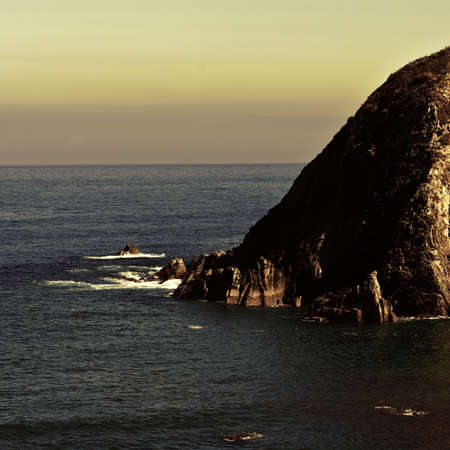 Rocky Coast of Atlantic Ocean in Portugal, Vintage Style Toned Pictureの写真素材