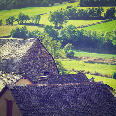 Black Tiles on the Roof of the French Town, の写真素材